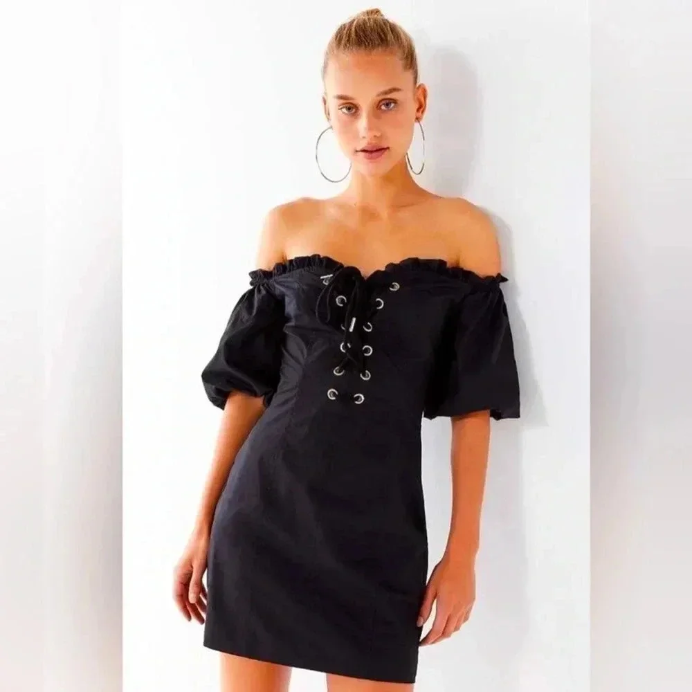 I. Am. Gia. Black Lace Up Mini dress size L